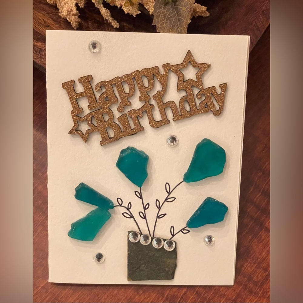 Handmade Elegant Birthday Card with Gold and Teal Accents